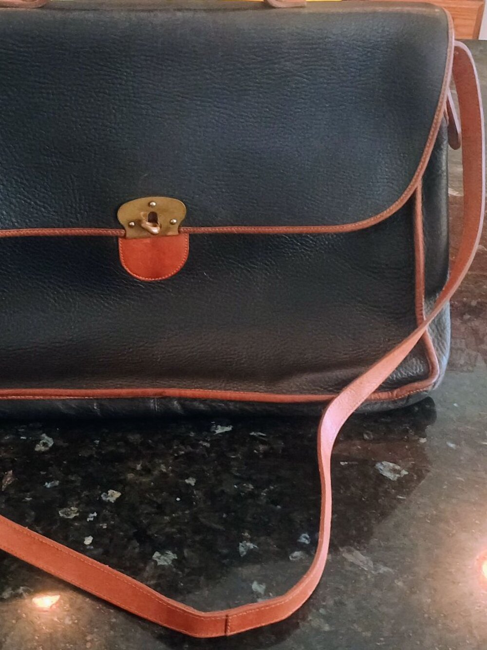 Black & Brown trimmed Leather CHESNEAU Purse, Ireland